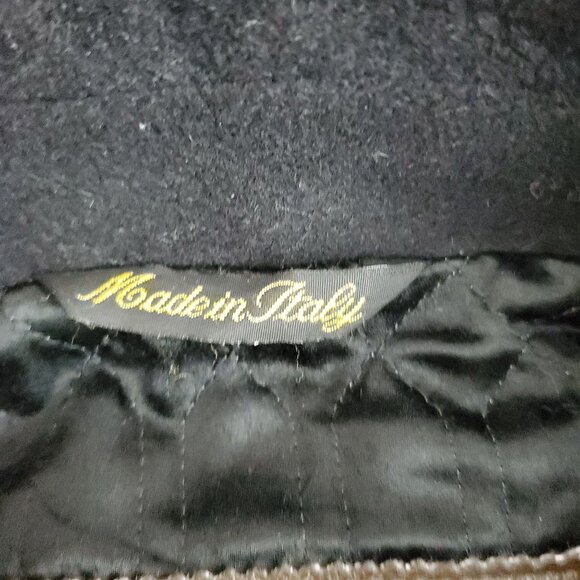 Mario Valente Mens Black Wool & Cashmere Coat Size 44 Fleur-de-lis Buttons Italy - Picture 7 of 14